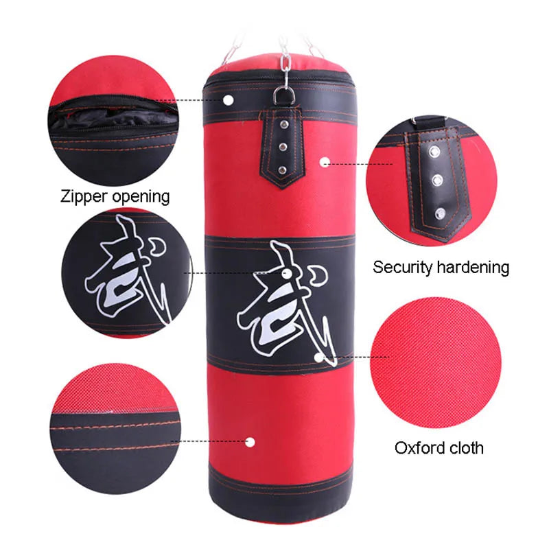 Heavy Punch Sandbag Durable Boxing Bag with Metal Chain Hook And Carabiner for Fitness Training Kickboxing Karate Taekwondo