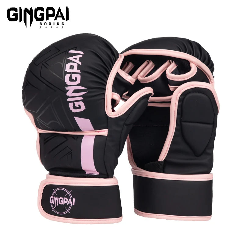 GINGPAI Professional MMA Boxing Gloves Sanda Half Finger Gloves Fighting Muay Thai Women Men Children Training Adult Sandbag
