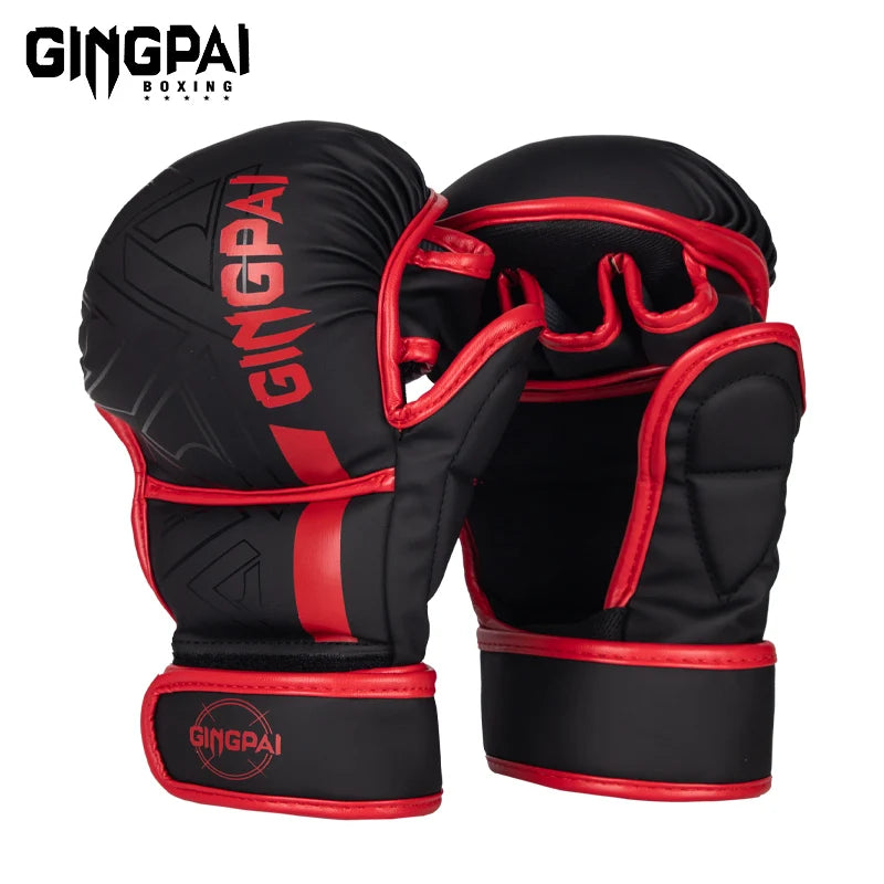 GINGPAI Professional MMA Boxing Gloves Sanda Half Finger Gloves Fighting Muay Thai Women Men Children Training Adult Sandbag