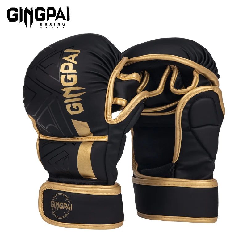 GINGPAI Professional MMA Boxing Gloves Sanda Half Finger Gloves Fighting Muay Thai Women Men Children Training Adult Sandbag