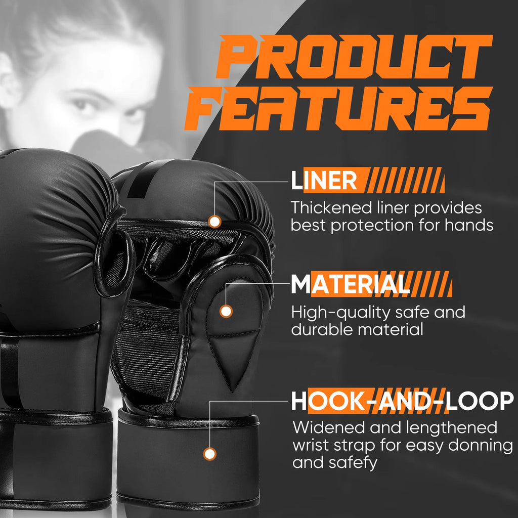 MMA Gloves Open Palm Sparring & Grappling Mitts,Martial Arts for Men & Women,Combat Sports,MMA, Boxing, Muay Thai, Kickboxing