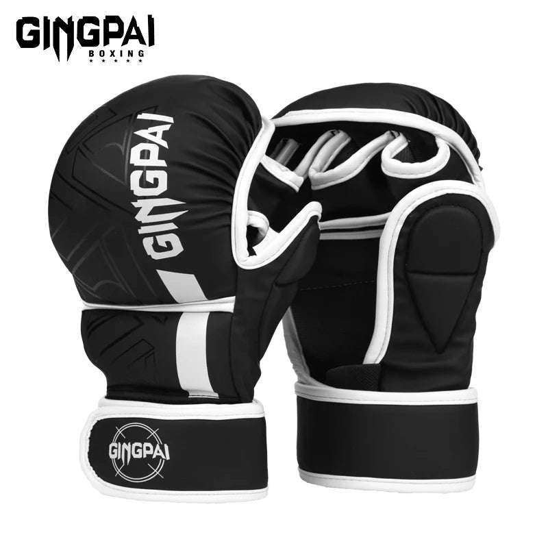 GINGPAI Professional MMA Boxing Gloves Sanda Half Finger Gloves Fighting Muay Thai Women Men Children Training Adult Sandbag